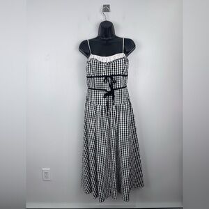 For Love & Lemons Women Georgia Gingham Midi Dress Size Medium